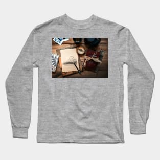 Santa Monica Pier traveller's sketch Long Sleeve T-Shirt